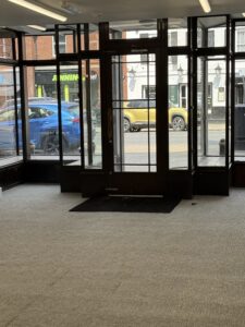 interior of Newmarket Pop Up shop. Looking out towards street